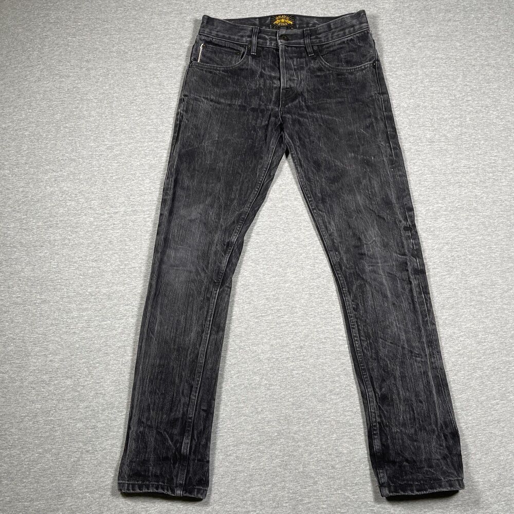 Brave Star Jeans Mens 29 28x29 Black Charcoal Wash Slim Straight Distressed